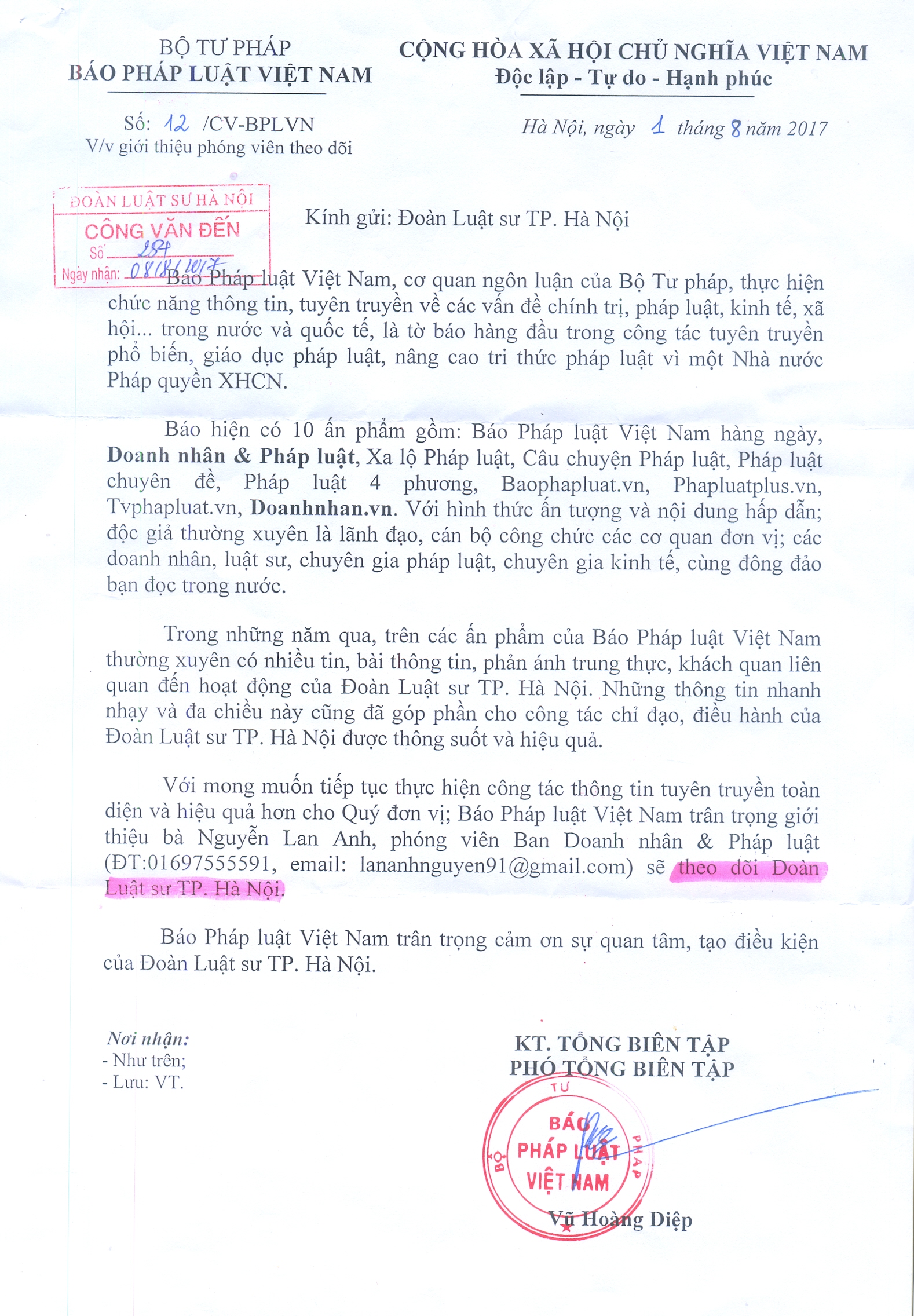 gioi thieu phong vien theo doi bao plVN